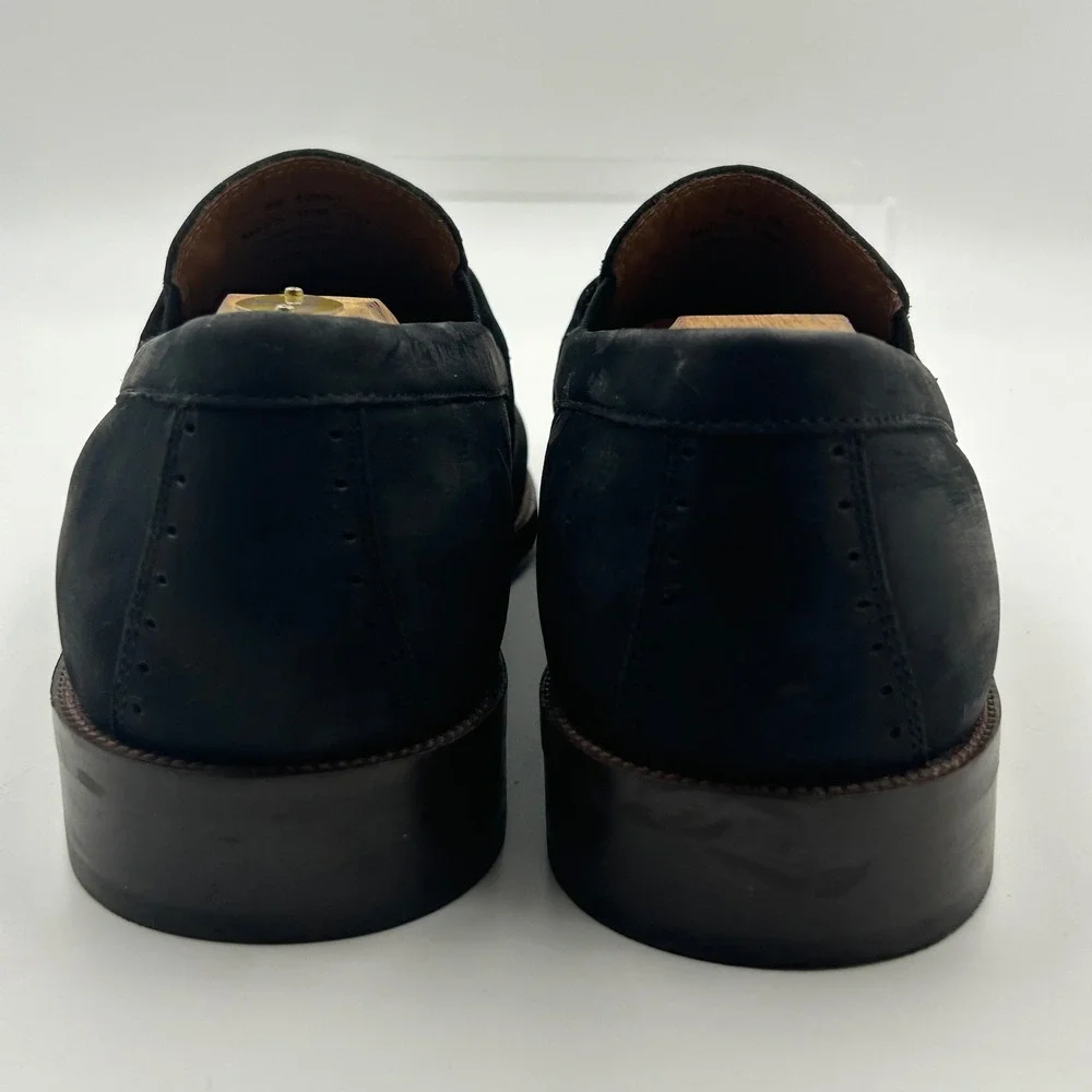 Johnston & Murphy Bit Loafer Mens 10M Black Nubuck Suede Dress Shoe Old Money